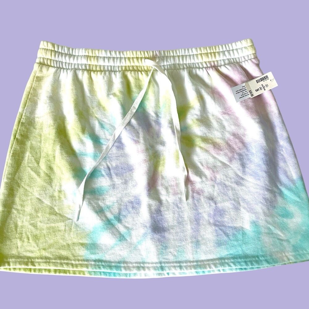 NEW Aeropostale Womens XL Elastic Waist Fleece Lined Skirt Tie Dye Soft Colorful